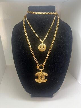 CHANEL 24kgp CC Pendant Chain Necklace